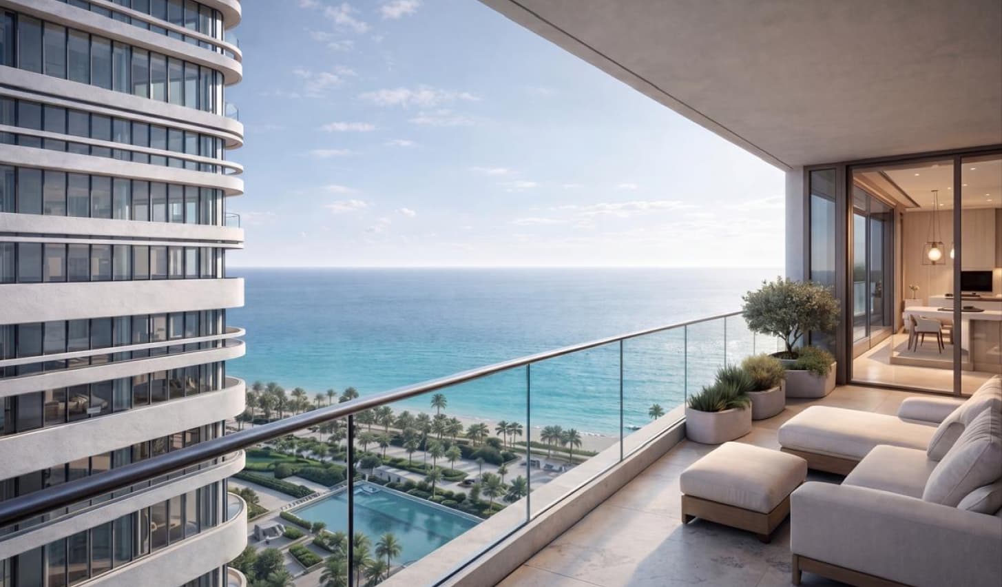 Private balcony over the Arabian Gulf beach at Linar